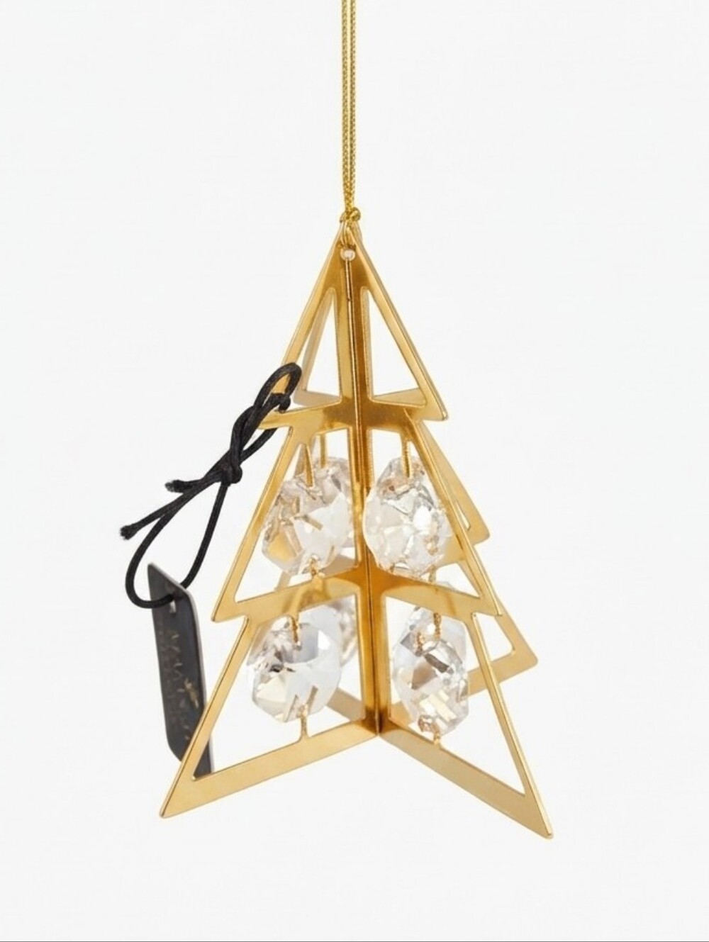 Matashi 3D Geometric Christmas Tree Ornament with Swarovski Crystals, 24k Gold P